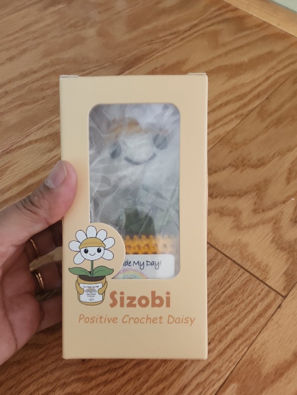 Handmade Crochet Mini Daisy Thank You Gift with Sunny Yellow Accent - Picture 10 of 11